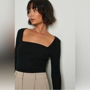 COS Black Square Neck Top